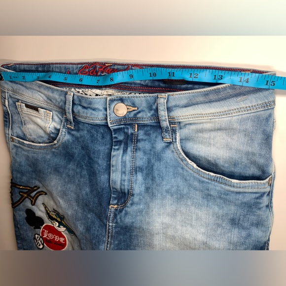 Y2K High Rise Jeans Ed Hardy Jeans with Patches Slim Straight High Rise - Picture 16 of 17